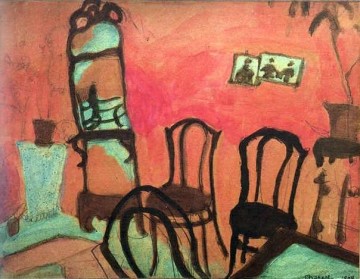  zeitgenosse - Das kleine Wohnzimmer Öl auf Papier aufgezogen auf Stoff des Zeitgenossen Marc Chagall